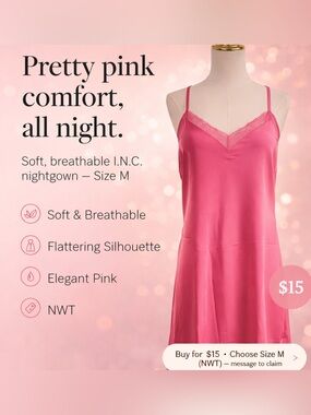 Women's I.N.C. Night gown Size M Pink